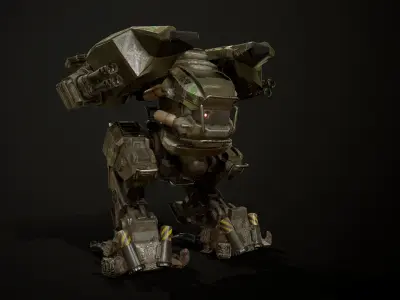 Rigged Battle Mech PBR Game Ready Low Poly Free low-poly 3D model