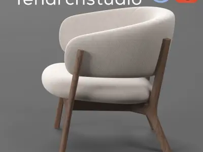 tenarchstudio round arm chair 4259 render ready vray corona Free 3D model