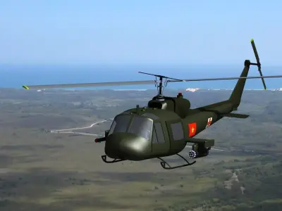 UH1 vietnam army helicopter 3D model