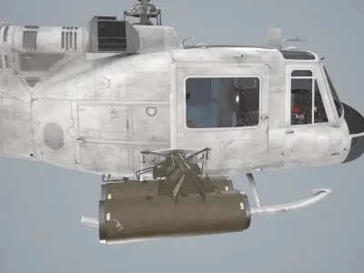 Bell UH-1C Blank Livery Basic Animation Low-poly 3D model
