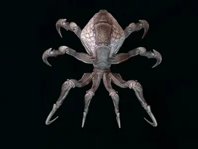 Spider 1 alien creature with long tentacles Low-poly 3D model