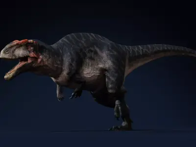 Carcharodontosaurus Rig Low-poly 3D model