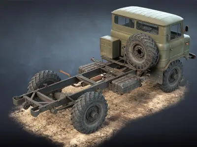 GAZ-66 Chassis Low-poly 3D model