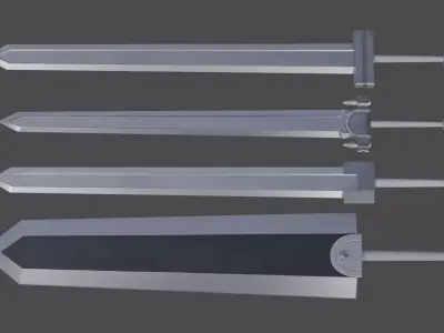 Guts swords from Berserk Low-poly 3D model