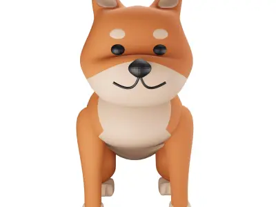 Shiba Inu Cute Icon Low-poly 3D model