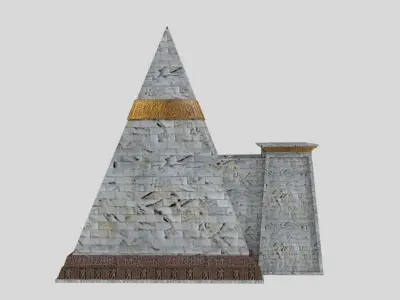 Fantasy Pyramid And Male Statues 3D model