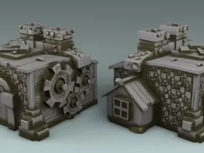 set street two stone urns on table 3D print model