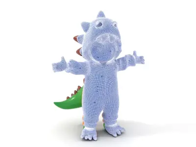 Little Dino Kid Character Rigged and Animated Low-poly 3D model