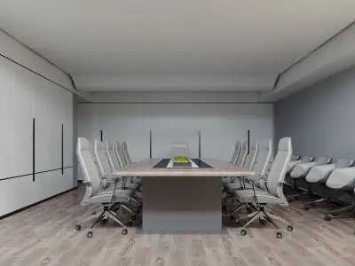 Office reception lobby interior scene 3D model