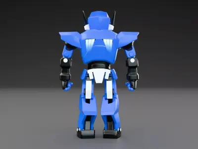 Blue Mecha Robot Futuristic Combat Sci-Fi 3D Character Low-poly 3D model