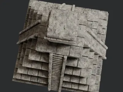 PYRAMID TEMPLE AZTEC MAYAN INCA PLATFORM STAIRS COLLECTION Low-poly 3D model