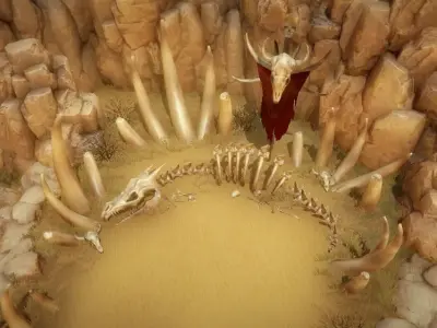 Top-Down desert Low-poly 3D model