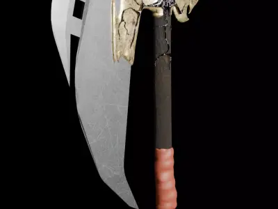Crimson Oath Fantasy War Axe 3D model