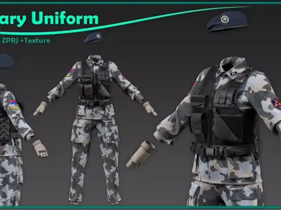 female military uniform with texture 3D model