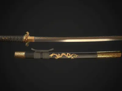 Wakizashi 05 Low-poly 3D model