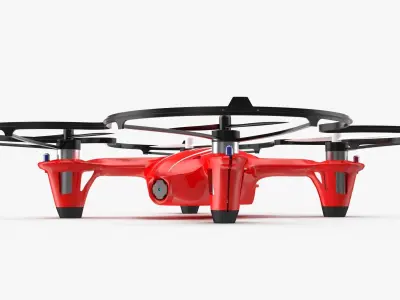 Hubsan X4 H107C Red Propeller Guard Low-poly 3D model