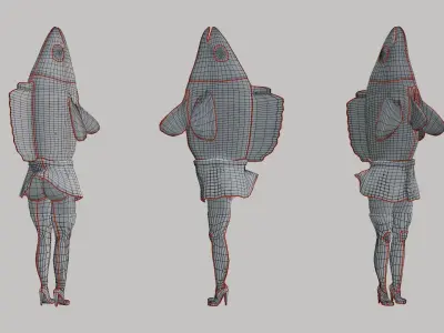 Fish lady reverse mermaid Low-poly 3D model