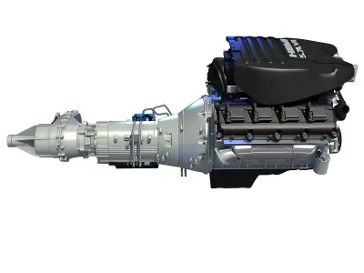 Black Cover Dodge Ram V8 Engine with Transmission 3D model
