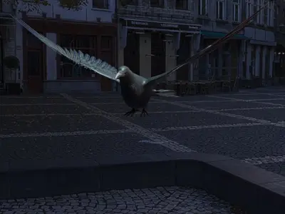 Crow flying 3D model