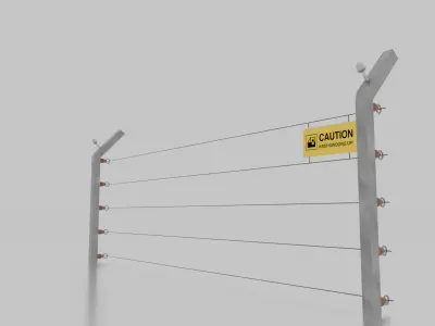 Jurassic Themed - Dilophosaurus Fence Low-poly 3D model