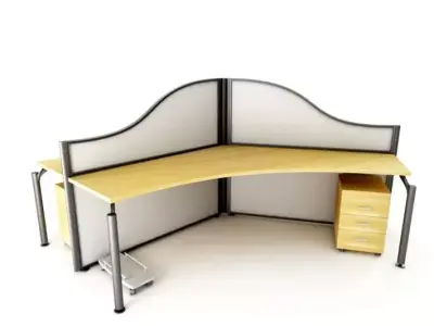 Modern Office Desk And Workspace 3D model