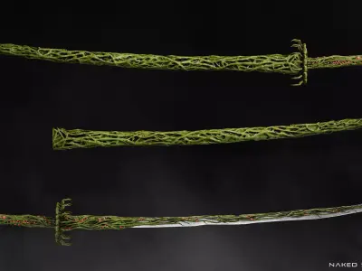 Insect Katana - Japanese Fantasy swords - Game ready 3D model Low-poly 3D model