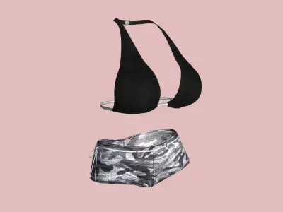 Sexy Black  Army Bikini Low-poly 3D model