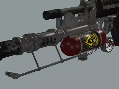 ARMA M4 Flamer Skeleton Mesh Low Poly 3D Model Low-poly 3D model