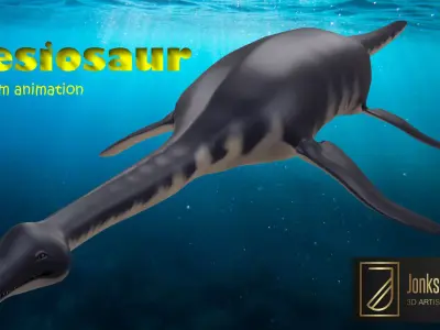 Plesiosaurus dinosaur Low-poly 3D model
