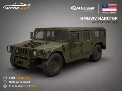 Hummer H1 Wagon HMMWV Hardtop - Heavy Tactical 4x4 3D print model
