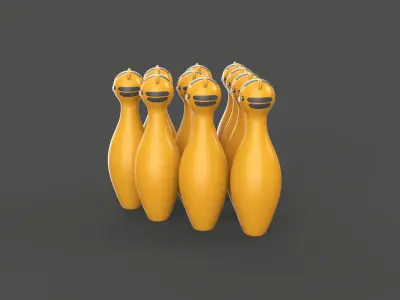 Cartoon Tiger Bowling And Ball Bowling Low-poly 3D model