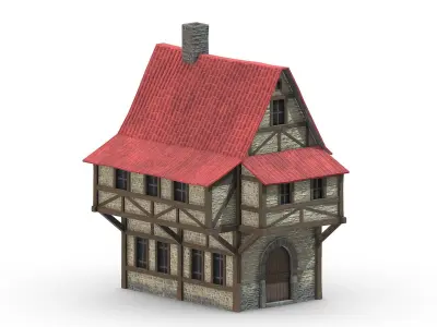 Medieval Building 05 Low Poly PBR Realistic Low-poly 3D model