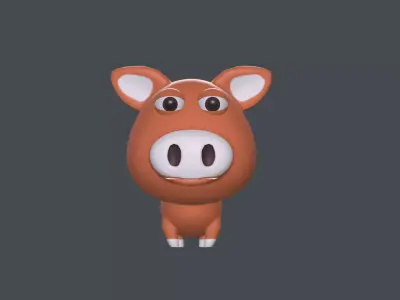 Pig animal cartoon model Low-poly 3D model