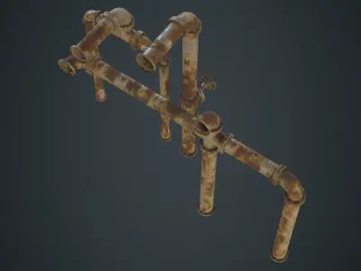 Industrial Pipes 2D Low-poly 3D model