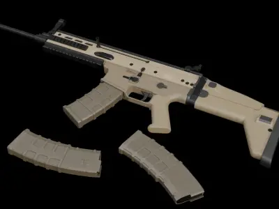 SCAR-H assault rifle Low-poly 3D model