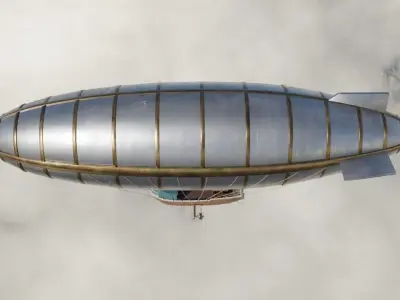 Steampunk airship Low-poly 3D model