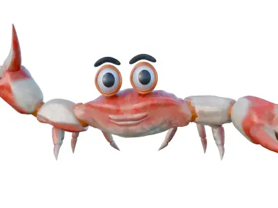 Cute Realist Cartoon Crab Game-Ready and Animated 3D model