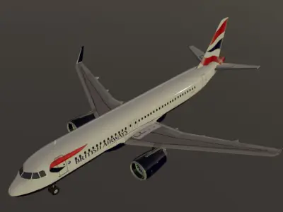 British Airways Airbus a320neo low poly 3D Model Low-poly 3D model