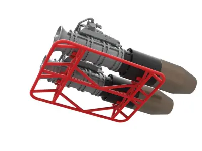 2 Jet engines on the frame Scale 1 to 25 3D print model