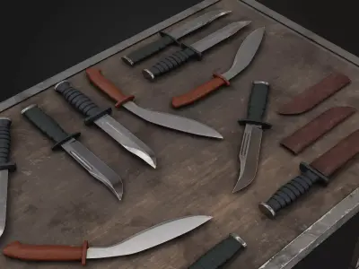 Combat Knife Collection Free low-poly 3D model