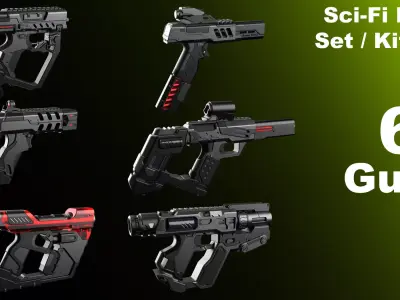 Sci-Fi Guns Set Alpha 3D model