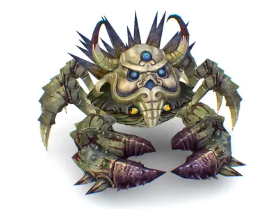 Gray Giant Crab Shell Crayfish Arthropods Sea Animal Low-poly 3D model