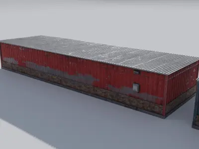 Small Industrial Utility Garage 4K and 2K Low-poly 3D model