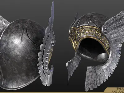 Valkyrie Helmet Low-poly 3D model