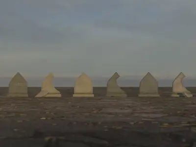 Hand Sculpted cemetery gravestones part 13 Low-poly 3D model