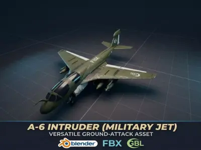 EA-6B Prowler - Military Electronic Warfare Aircraft  Low-poly 3D model