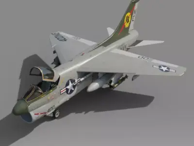  A7 CORSAIR II aircraft with weapons and shelter bonus Free 3D model