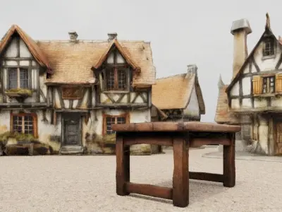 Medieval table Low-poly 3D model