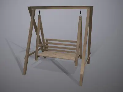 Wooden Swing Chair 3D model