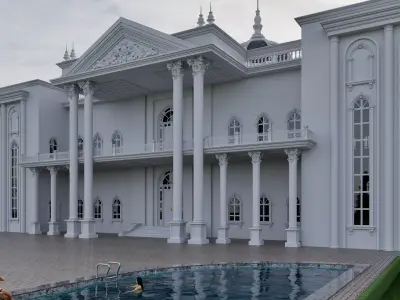 Classical Architecture with Pegasus Statue 3D model